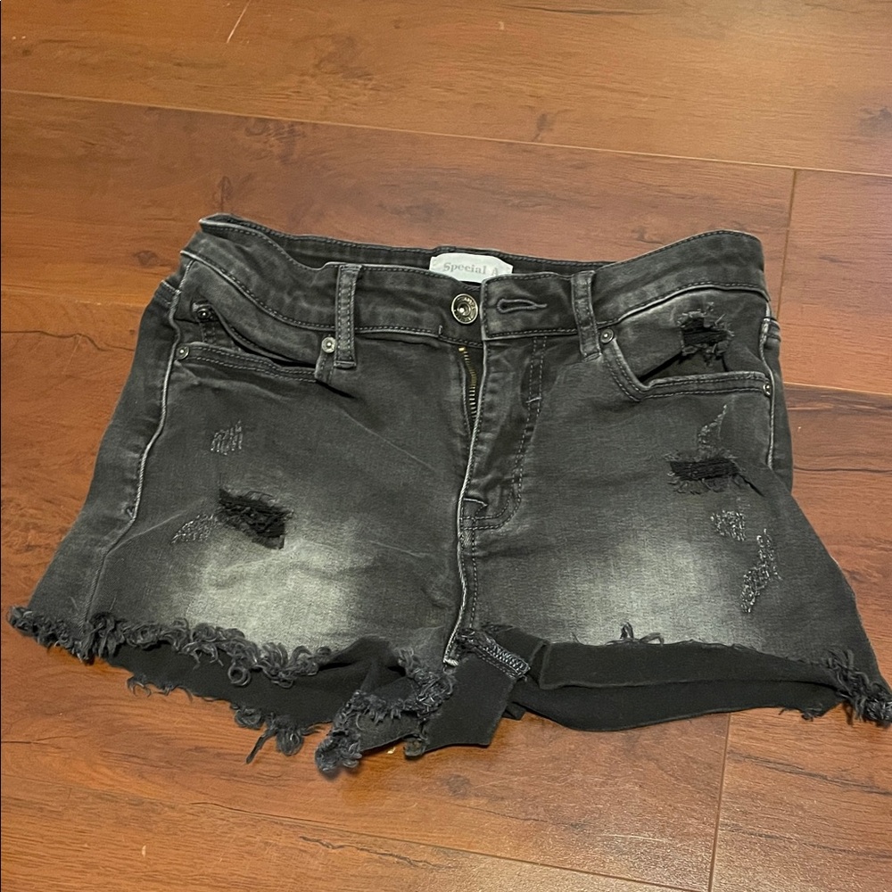 Special A Women's Black Distressed Jean Shorts
